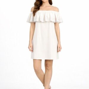 Off-Shoulder White Lace Ruffle Dress